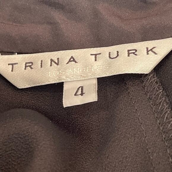 Trina Turk Black Sicily Cold-shoulder Rhinestone Detail Cocktail Dress Size 4 - Picture 10 of 12